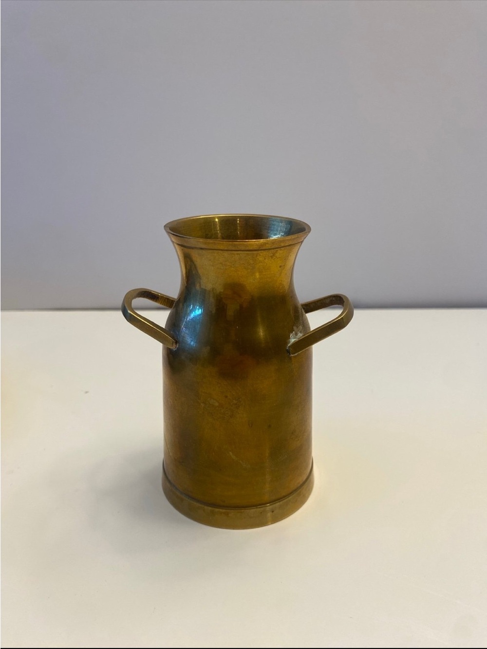 Vintage Solid Brass Mini Milk Can Vase – 4.5”